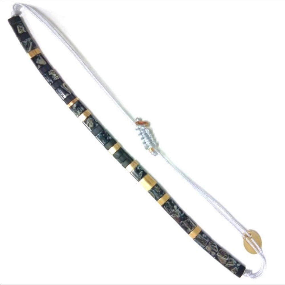 Miyuki Tila Bead knitted tie bracelet